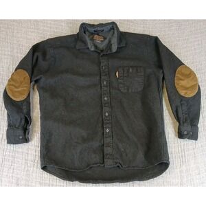 Pendleton 100% Wool Trail Shirt Women's L Black Flannel Long Sleeve Elbow Patch